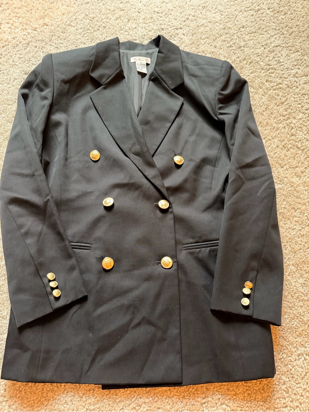 Vintage Talbots double breasted black wool blazer women 6